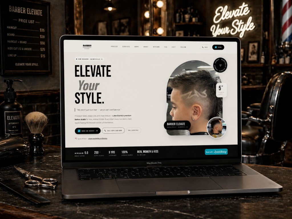 Barber Elevate website screenshot