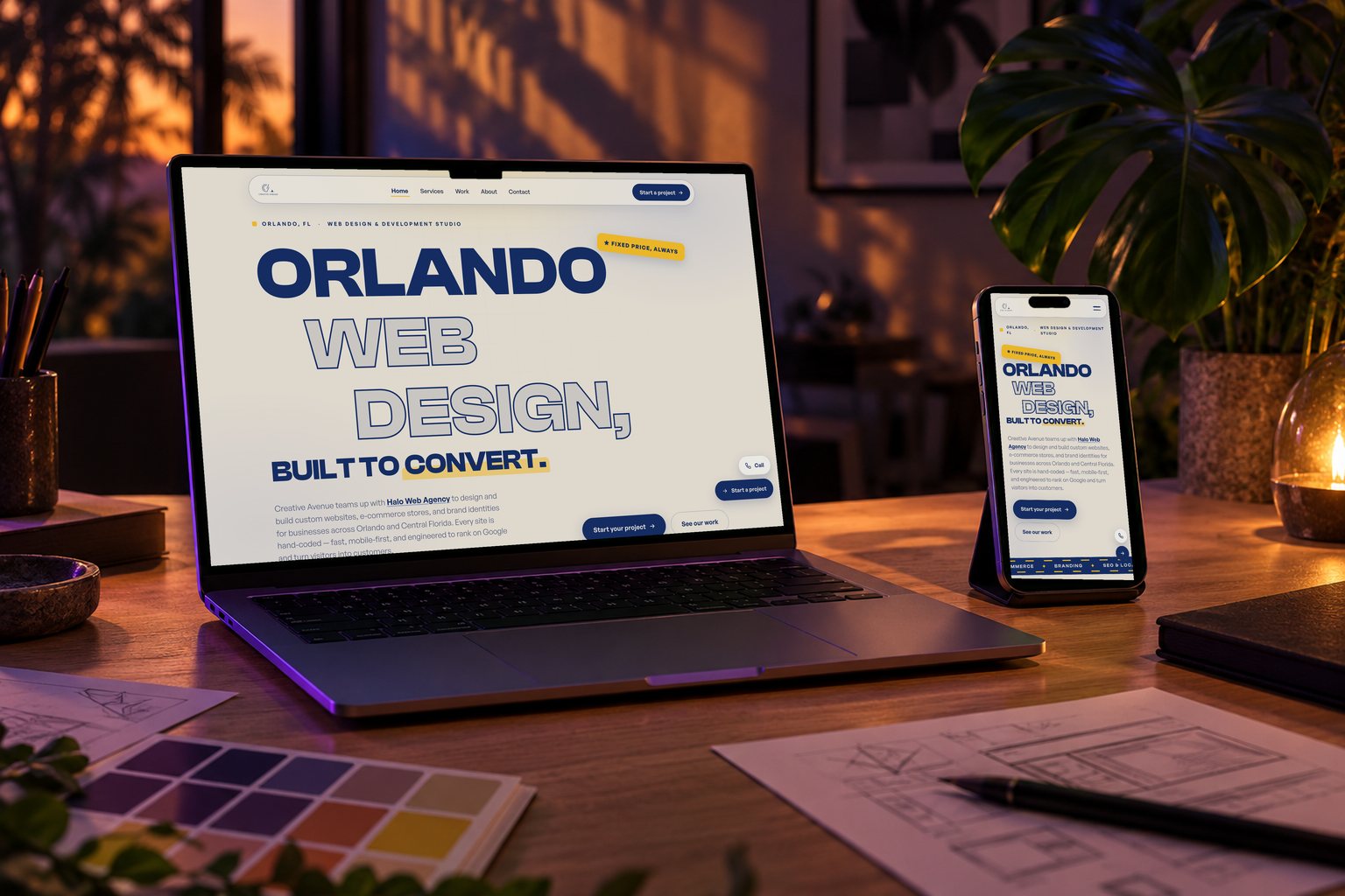 Creative Avenue website on a laptop and phone