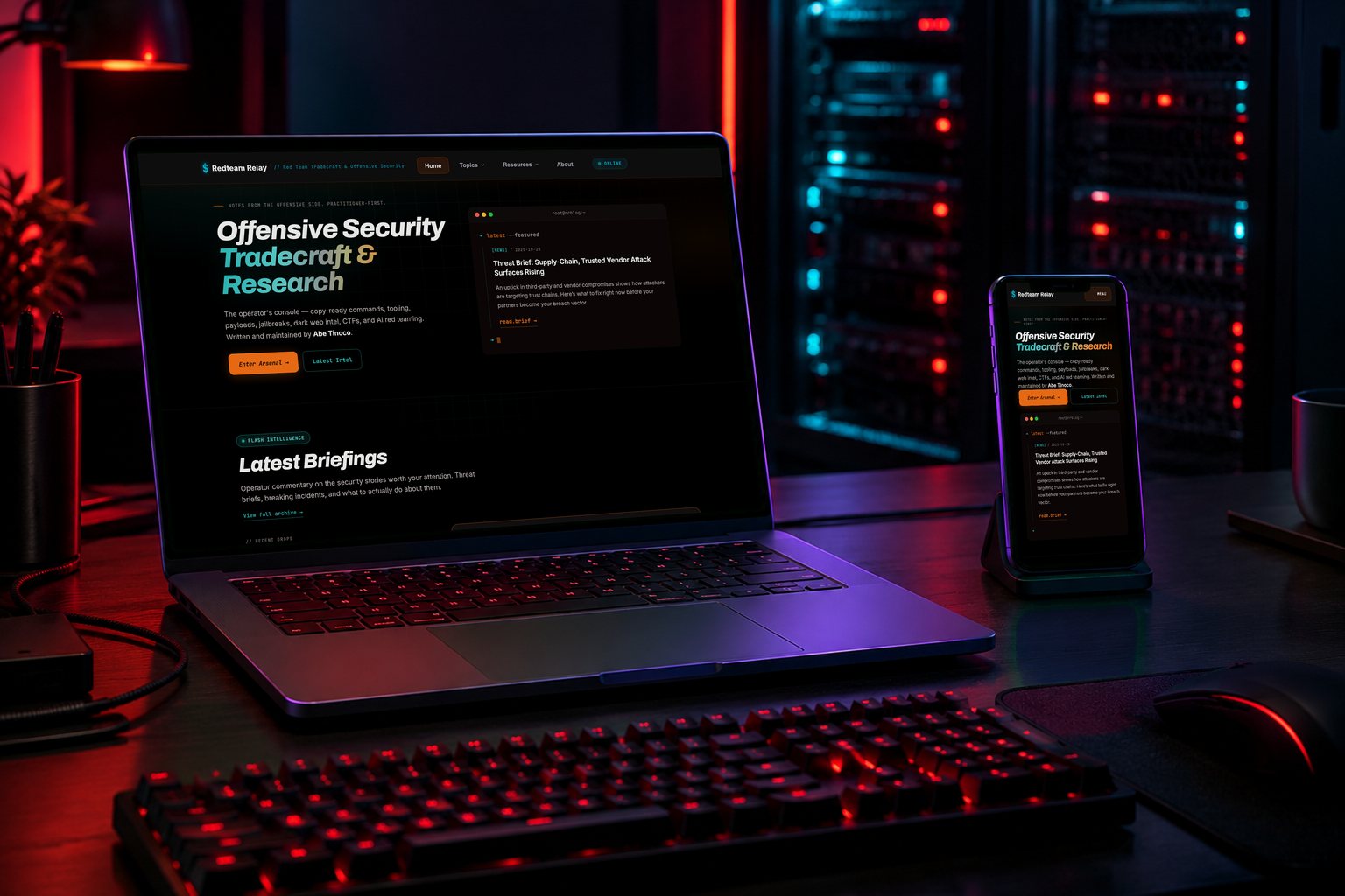 Redteam Relay website on a laptop and phone