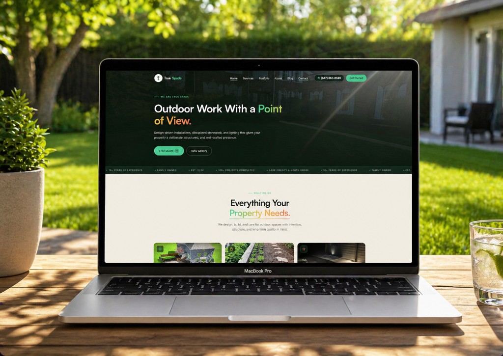 True Spade Landscaping website screenshot